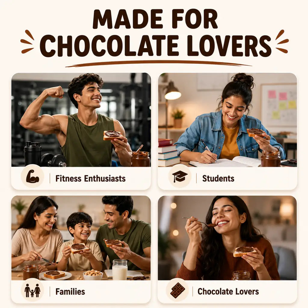 Munchy Mood Chocolate Peanut Butter for fitness enthusiasts students families and chocolate lovers