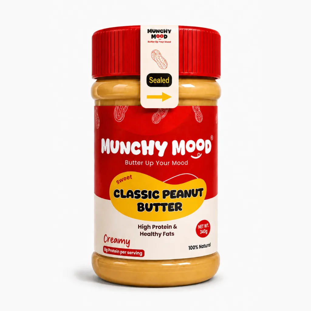 Munchy Mood Classic Peanut Butter Creamy 340g with healthy fats and 8g protein